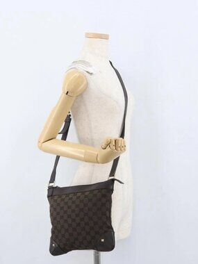 GUCCI GG Canvas Shoulder Bag Outlet Brown Gold 272396 Auth BA11139